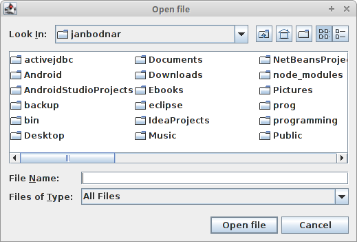 JFileChooser dialog