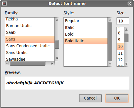 GtkFontSelectionDialog