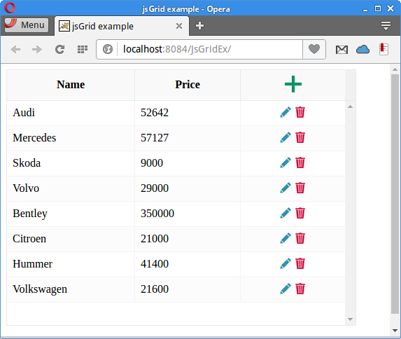 jsGrid component