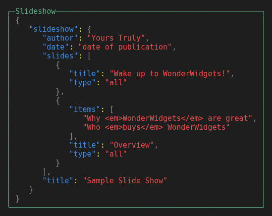JSON in a panel