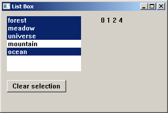 Listbox, multiple selection example