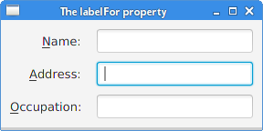 The labelFor property