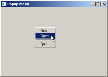 A popup menu